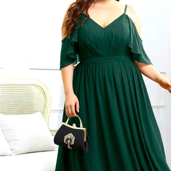 green emerald velvet dress Shein Curve Green Event Dress Size 2XL – DYL Fashions main image 1